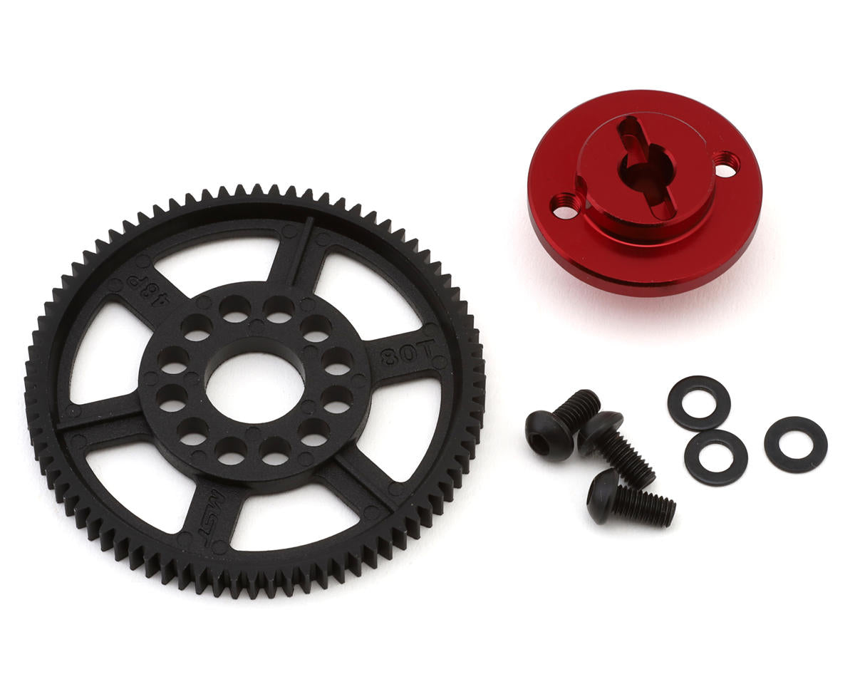 MST RMX 4 Aluminum Spur Gear Holder (Red) w/80T Spur Gear