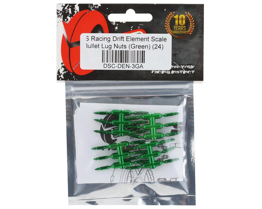 DS Racing Drift Element Scale Bullet Lug Nuts (Green) (24)