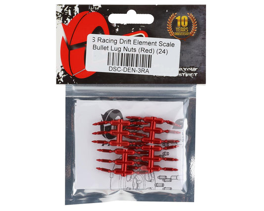 DS Racing Drift Element Scale Bullet Lug Nuts (Red) (24)