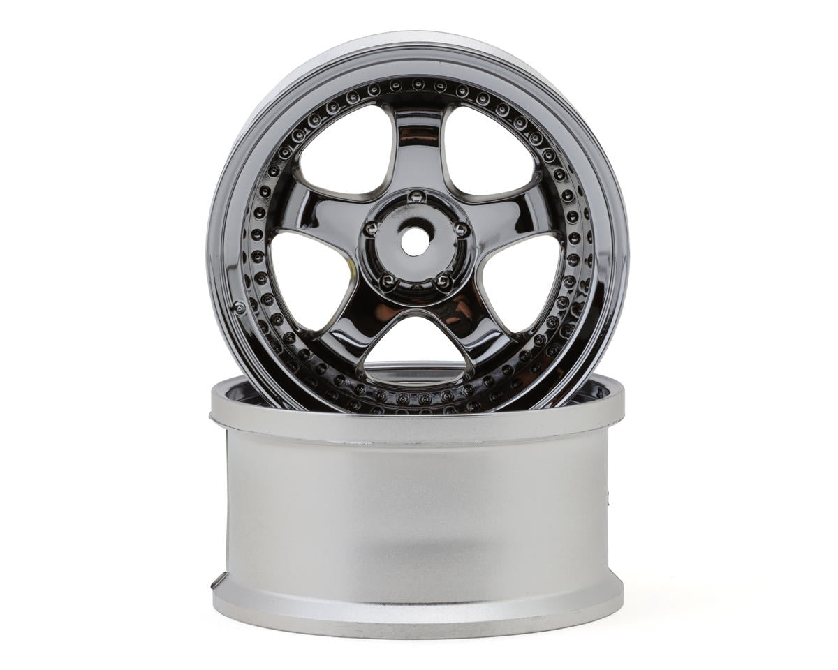 LAB Work Meister S1 1/10 Super High Traction 3-Piece Drift Wheels (Chrome) (2) (8mm Offset) w/12mm Hex