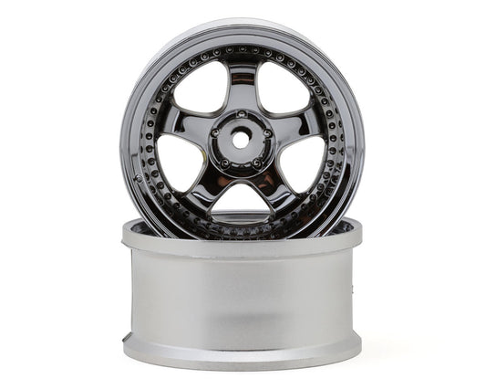 LAB Meister L1 1/10 Drift Wheels (Matte Carbon/Chrome) (2) (8mm Offset) w/12mm Hex