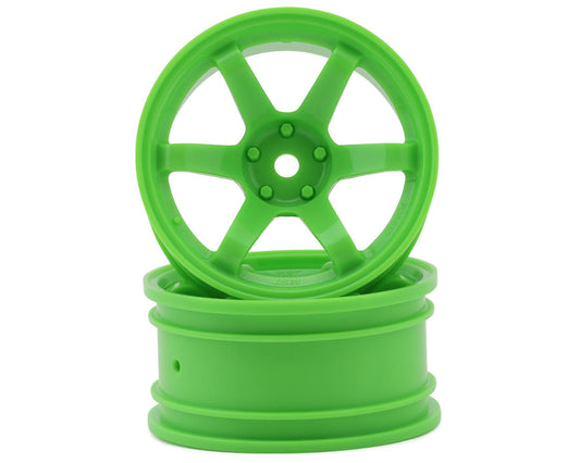 MST TE37 1/10 High Traction Drift Wheels (Green) (2) (7mm Offset) w/Mounting Foam
