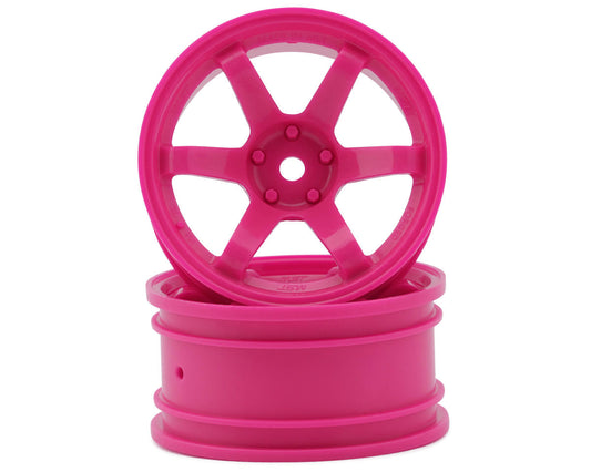 MST TE37 1/10 High Traction Drift Wheels (Hot Pink) (2) (7mm Offset) w/Mounting Foam